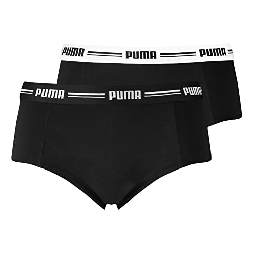 PUMA 2er Pack Damen Pantys Slip Unterwäsche Unterhose Mini Shorts, Farbe:Schwarz, Wäschegröße:S, Artikel:-200 Black von PUMA