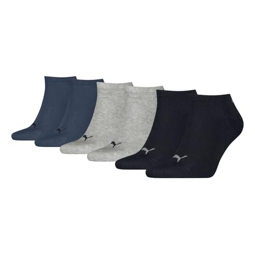 PUMA 3 Paar Unisex Herren Damen Sportsocken Kurzsocken Sneaker Socken, Farbe:Mehrfarbig, Größe:43-46, Artikel:-532 navy/grey/nightshadow blue von PUMA