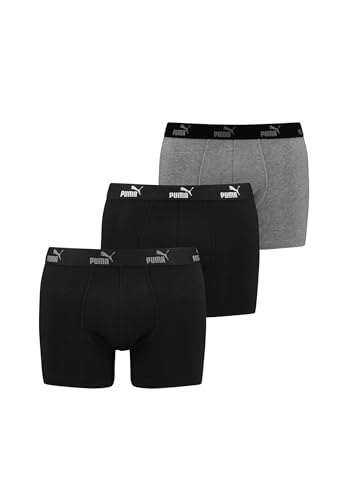 PUMA 3er Pack Elements Boxer Boxershorts Herren Unterwäsche sportliche Retro Pants, Farbe:Black/Grey Combo, Bekleidungsgröße:L von PUMA