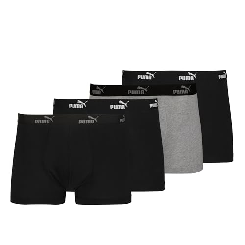 PUMA 4 er Pack Boxer Boxershorts Herren Unterwäsche sportliche Retro Pants, Farbe:Black/Grey Combo, Bekleidungsgröße:S von PUMA