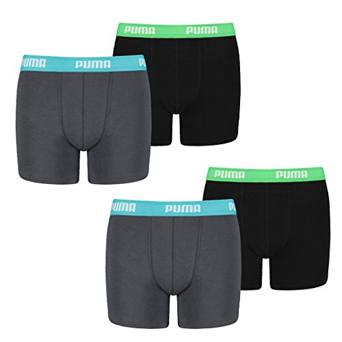 PUMA 4 er Pack Boxer Boxershorts Jungen Kinder Unterhose Unterwäsche, Farbe:376 - India Ink/Turquoise, Bekleidung:128 von PUMA