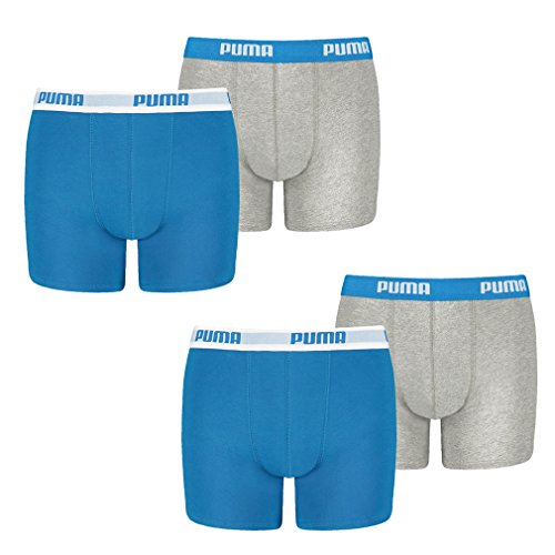 PUMA 4 er Pack Boxer Boxershorts Jungen Kinder Unterhose Unterwäsche, Farbe:417 - Blue/Grey, Bekleidung:164, 701219336 von PUMA