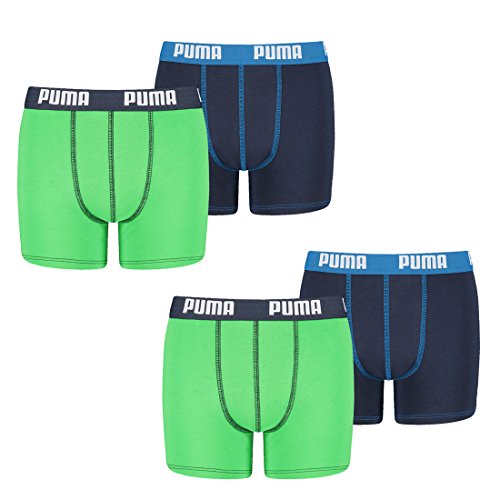PUMA 4 er Pack Boxer Boxershorts Jungen Kinder Unterhose Unterwäsche, Farbe:686 - Green/Blue, Bekleidung:164 von PUMA