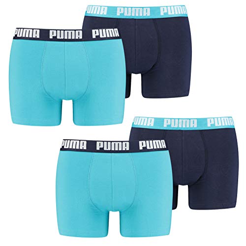 PUMA 4 er Pack Boxer Boxershorts Men Herren Unterhose Pant Unterwäsche, Farbe:796 - Aqua/Blue, Bekleidungsgröße:L von PUMA