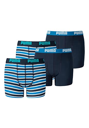 PUMA 4er Pack Basic Boxer Printed Stripes Boxershorts Jungen Kinder Unterhose, Farbe:Blue, Bekleidung:164 von PUMA