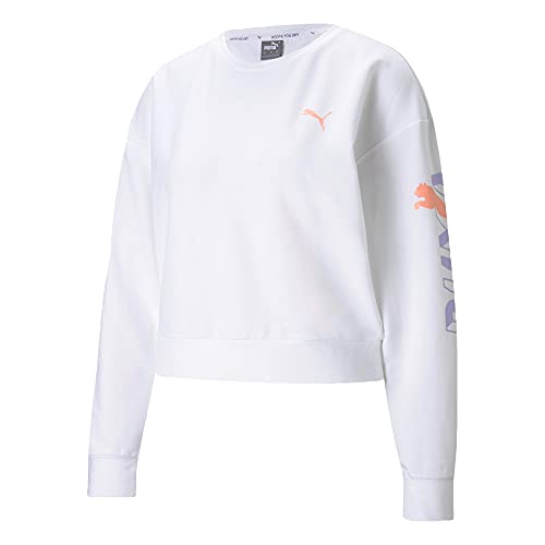 PUMA 585954 02 Damen Sweatshirt atmungsaktiv Viskose Polyester Stretch Sportiv, Groesse 40, weiß von PUMA