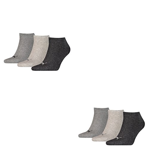 PUMA 6 Paar Sneaker Invisible Socken Gr. 35-49 Unisex für Damen Herren Füßlinge, Farbe:800 - anthraci/l mel grey/m me, Socken & Strümpfe:47-49 von PUMA