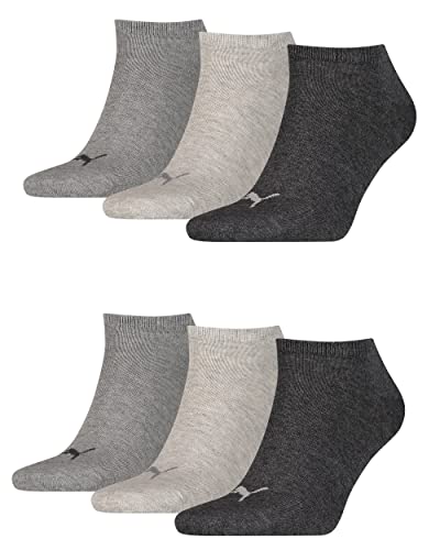 PUMA 6 Paar Sneaker Invisible Socken Gr. 35-49 Unisex für Damen Herren Füßlinge (Anthraci/l Mel Grey/m Mel Grey, 35-38) von PUMA