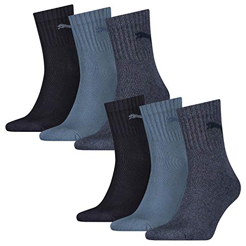 PUMA 6 Paar Socken Short Crew Sportsocken Tennis Socken Gr. 35-49 Unisex, Farbe:460 denim blue, Socken & Strümpfe:43-46 von PUMA