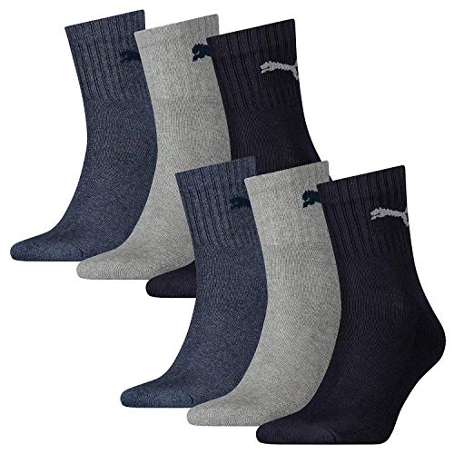 PUMA 6 Paar Socken Short Crew Sportsocken Tennis Socken Gr. 35-49 Unisex, Farbe:532 - navy/grey/nightshadow b, Socken & Strümpfe:35-38 von PUMA