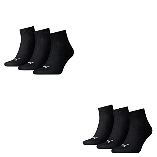 PUMA 6 Paar Unisex Quarter Socken Sneaker Gr. 35-49 für Damen Herren Füßlinge, Farbe:200 - black, Socken & Strümpfe:35-38 von PUMA