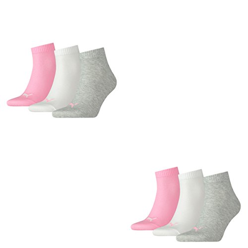 PUMA 6 Paar Unisex Quarter Socken Sneaker Gr. 35-49 für Damen Herren Füßlinge, Socken & Strümpfe:35-38, Farbe:395 - prism pink von PUMA