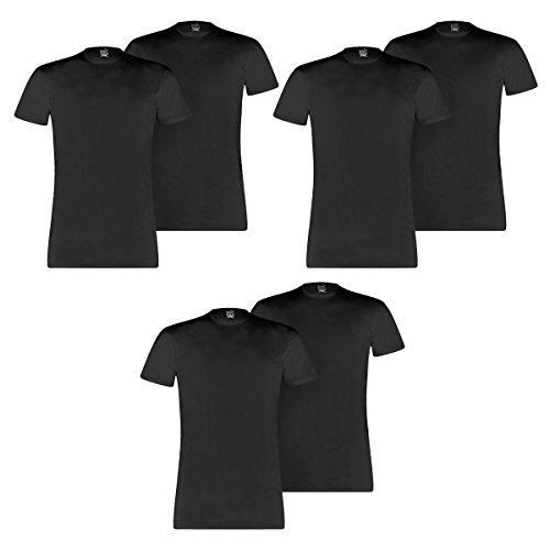PUMA 6 er Pack Basic Crew T-Shirt Men Herren Unterhemd Rundhals, Farbe:200 - Black, Bekleidungsgröße:M von PUMA