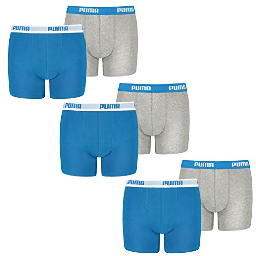 PUMA 6 er Pack Boxer Boxershorts Jungen Kinder Unterhose Unterwäsche, Farbe:417 - Blue/Grey, Bekleidung:176 von PUMA