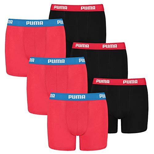 PUMA 6 er Pack Boxer Boxershorts Jungen Kinder Unterhose Unterwäsche, Farbe:786 - Red/Black, Bekleidung:128 von PUMA