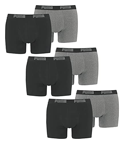PUMA 6 er Pack Boxer Boxershorts Men Herren Unterhose Pant Unterwäsche, Farbe:691 - Dark Grey Melange/Black, Bekleidungsgröße:M von PUMA