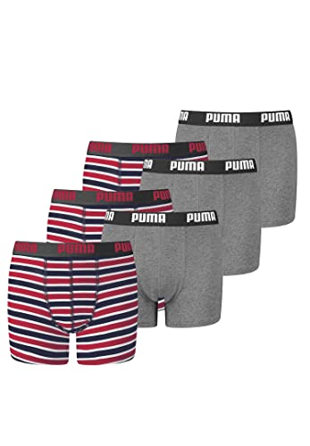 PUMA 6er Pack Basic Boxer Printed Stripes Boxershorts Jungen Kinder Unterhose, Farbe:Ribbon Red, Bekleidung:152 von PUMA