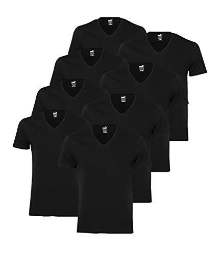 PUMA 8 er Pack Basic V Neck T-Shirt Men Herren Unterhemd V-Ausschnitt, Farbe:200 - Black, Bekleidungsgröße:S von PUMA