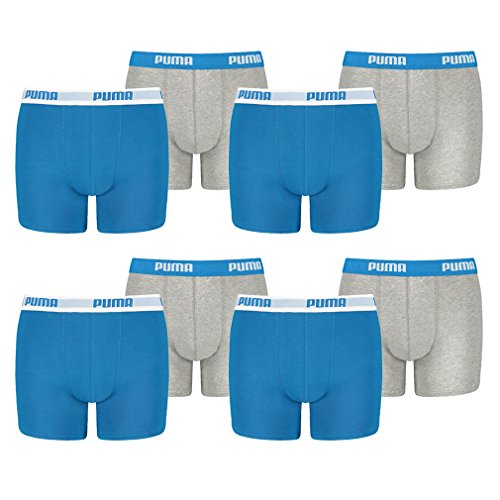 PUMA 8 er Pack Boxer Boxershorts Jungen Kinder Unterhose Unterwäsche, Farbe:417 - Blue/Grey, Bekleidung:176 von PUMA