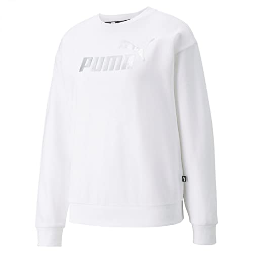 PUMA 848304 02 ESS+ Metallic Logo Damen Hemd Baumwolle Polyester Langarm Uni, weiß, 38 von PUMA