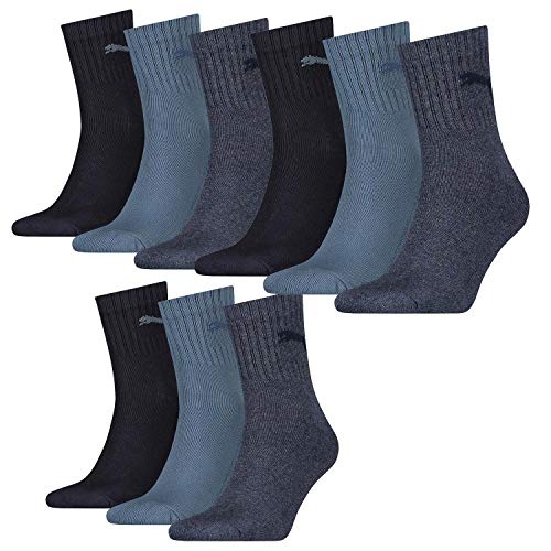 PUMA 9 Paar Socken Short Crew Sportsocken Tennis Socken Gr. 35-49 Unisex, Farbe:460 denim blue, Socken & Strümpfe:39-42 von PUMA