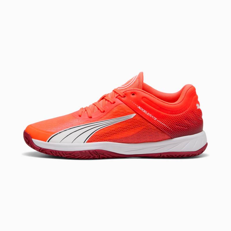 PUMA Accelerate Turbo Hallenschuhe Unisex Für Herren, Weiß/Schwarz/Rot, Größe: 40.5 von PUMA
