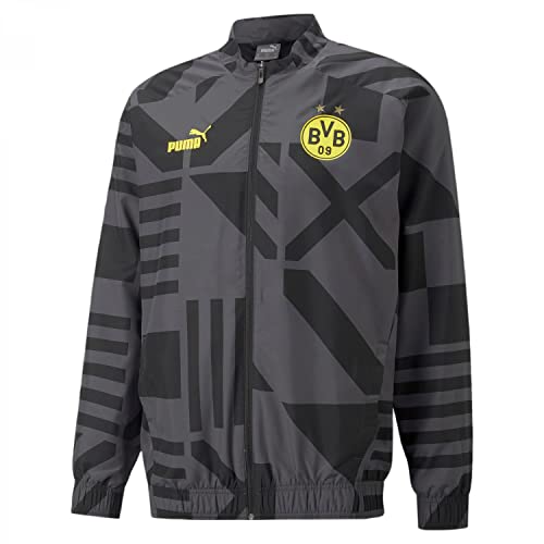 PUMA BVB Borussia Dortmund Pre-Match Trainingsjacke Herren schwarz/grau, M von PUMA