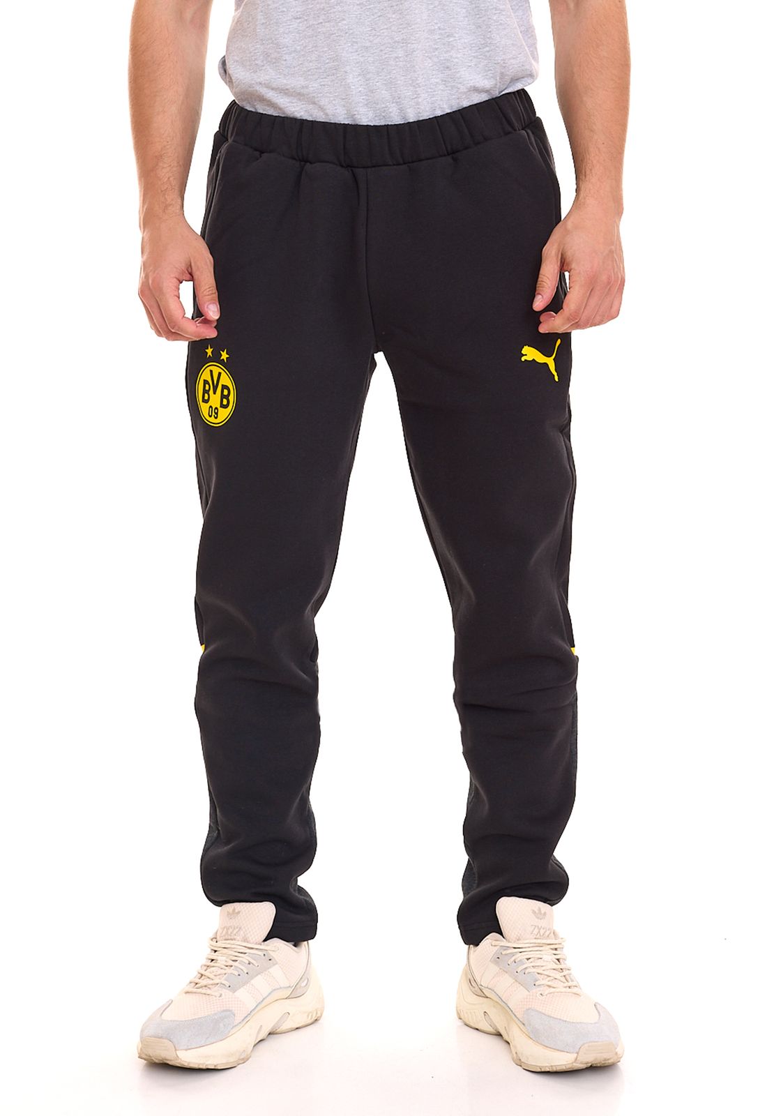 PUMA BVB Casuals Pants Herren Sweat-Hose Borussia Dortmund Baumwoll-Fanwear 771843 02 Schwarz von PUMA