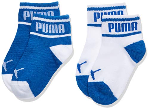 PUMA Baby-Jungen Wording 2p Socken, Weiß (White/Blue 079), One Size (Herstellergröße: 15/18) (2er Pack) von PUMA