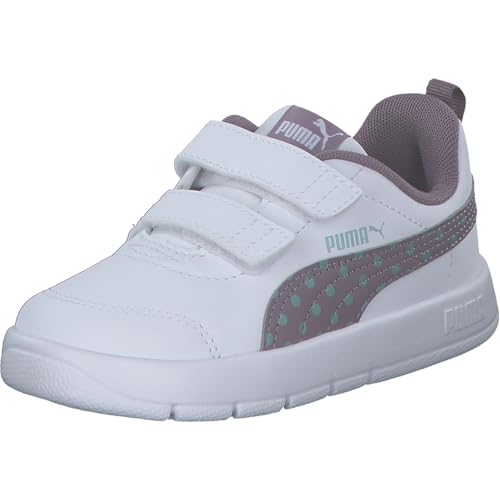 PUMA Baby-Mädchen COURTFLEX V3 Dotty V INF Sneaker, White-Plum Jam-Light Moss, 20.5 EU von PUMA
