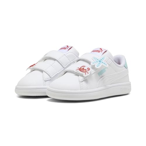 PUMA Baby-Mädchen Smash 3.0 Badges V INF Sneaker, White-Safe Lake-RED FIRE, 24 EU von PUMA