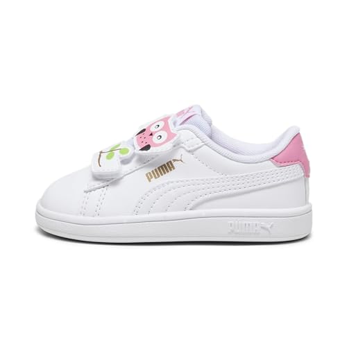 PUMA Baby-Mädchen Smash 3.0 OWL V INF Sneaker, White-Strawberry Burst Black Gold, 26 EU von PUMA