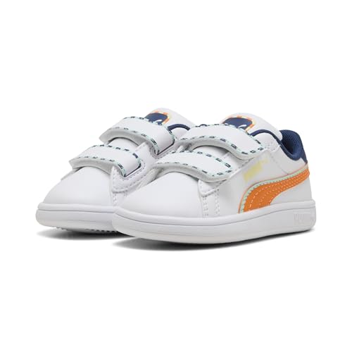 PUMA Baby-Mädchen Smash 3.0 Playdate V INF Sneaker, White-ORANGE GLO, 21.5 EU von PUMA