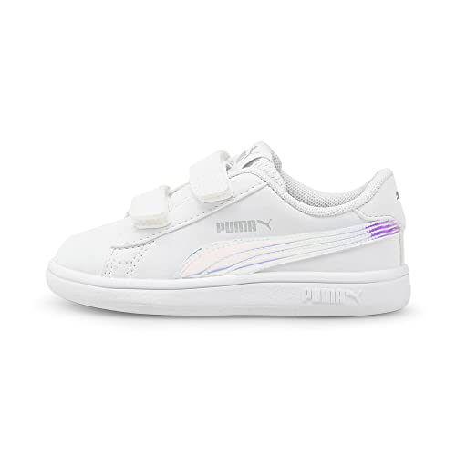 PUMA Baby-Mädchen Smash v2 Holo V Inf Sneaker, White Silver, 21 EU von PUMA