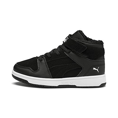 PUMA Unisex Kids Rebound Layup Fur SD V PS Sneaker, Black White von PUMA