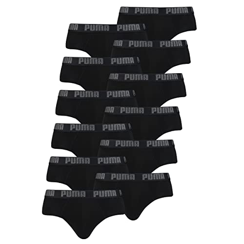 PUMA Basic Brief Men Herren Unterhose Pant Unterwäsche 12er Pack, Farbe:230 - Black/Black, Bekleidungsgröße:L von PUMA