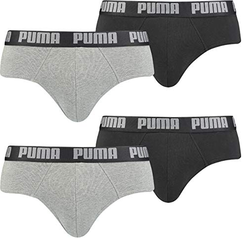 PUMA Basic Brief Men Herren Unterhose Pant Unterwäsche 4er Pack, Farbe:691 - Dark Grey Melange/Black, Bekleidungsgröße:M von PUMA