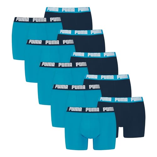 PUMA Boxer Boxershorts Men Herren Everyday Unterhose Unterwäsche 10er Pack, Farbe:Speed Blue, Bekleidungsgröße:L von PUMA