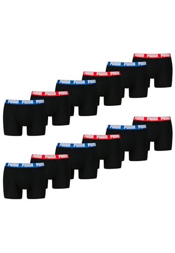 PUMA Boxer Boxershorts Men Herren Everyday Unterhose Unterwäsche 12er Pack, Farbe:Black/Blue/Red, Bekleidungsgröße:M von PUMA