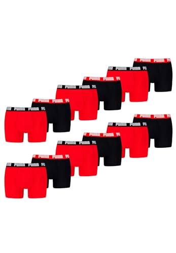 PUMA Boxer Boxershorts Men Herren Everyday Unterhose Unterwäsche 12er Pack, Farbe:Black/Red, Bekleidungsgröße:XXL von PUMA