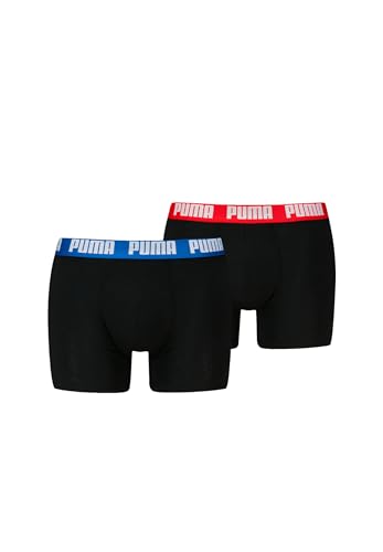 PUMA Boxer Boxershorts Men Herren Everyday Unterhose Unterwäsche 2er Pack, Farbe:Black/Blue/Red, Bekleidungsgröße:S von PUMA