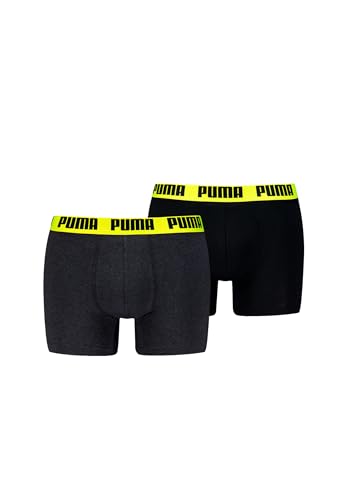 PUMA Boxer Boxershorts Men Herren Everyday Unterhose Unterwäsche 2er Pack, Farbe:Dark Grey Melange/Yellow, Bekleidungsgröße:M PUMA Boxer Boxershorts Men Herren Everyday Unterhose Unterwäsche 2er Pack, Farbe:Dark Grey Melange/Yellow, Bekleidungsgröße:M von PUMA