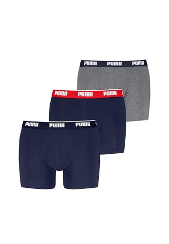 PUMA Boxer Boxershorts Men Herren Everyday Unterhose Unterwäsche 3er Pack, Farbe:Grey/Navy/Red Combo, Bekleidungsgröße:M von PUMA
