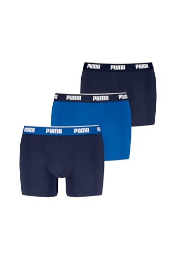 PUMA Boxer Boxershorts Men Herren Everyday Unterhose Unterwäsche 3er Pack, Farbe:True Blue Combo, Bekleidungsgröße:M von PUMA