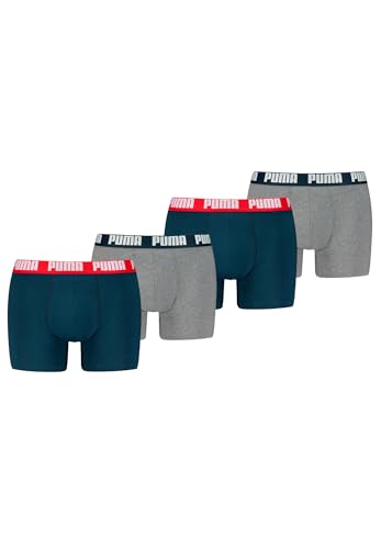 PUMA Boxer Boxershorts Men Herren Everyday Unterhose Unterwäsche 4er Pack, Farbe:Navy/Grey Melange, Bekleidungsgröße:XXL von PUMA