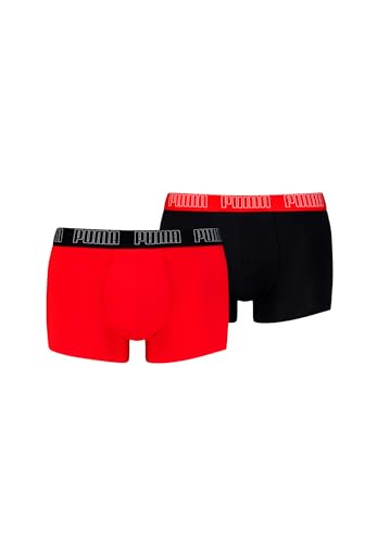 PUMA Boxer Trunk Boxershorts Herren Everyday Unterhose Pant Unterwäsche 2er Pack, Farbe: Rot/Schwarz, Bekleidungsgröße:L, rot, L von PUMA