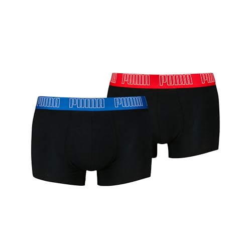 PUMA Boxer Trunk Boxershorts Men Herren Everyday Unterhose Pant Unterwäsche 2er Pack, Farbe:Black/Blue/Red, Bekleidungsgröße:L von PUMA