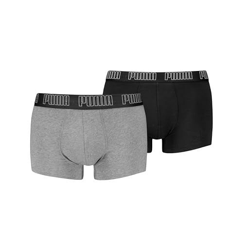 PUMA Boxer Trunk Boxershorts Men Herren Everyday Unterhose Pant Unterwäsche 2er Pack, Farbe:Black/Grey Melange, Bekleidungsgröße:M von PUMA