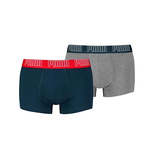 PUMA Boxer Trunk Boxershorts Men Herren Everyday Unterhose Pant Unterwäsche 2er Pack, Farbe:Navy/Grey Melange, Bekleidungsgröße:S, Mehrfarbig, S von PUMA