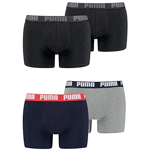 PUMA Herren Boxershorts Unterhosen 100004386 4er Pack, Wäschegröße:XL, Artikel:-230 Black/Black + 036 Blue/Grey Melange von PUMA
